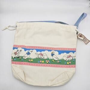 Banner House Asheville NC Vintage Ivory Canvas Tote Bag Bunny Duck Pig Floral